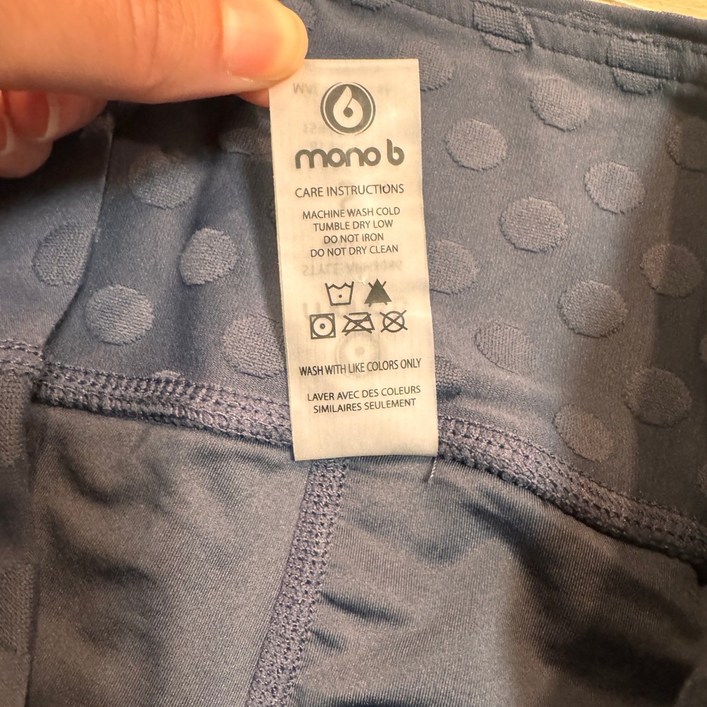 Mono B Women's Activewear Biker Shorts Blue Polka Dot High Waist‎ Size Small S - Picture 4 of 4